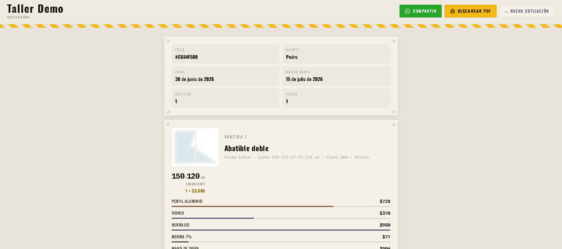 Cotización lista para enviar